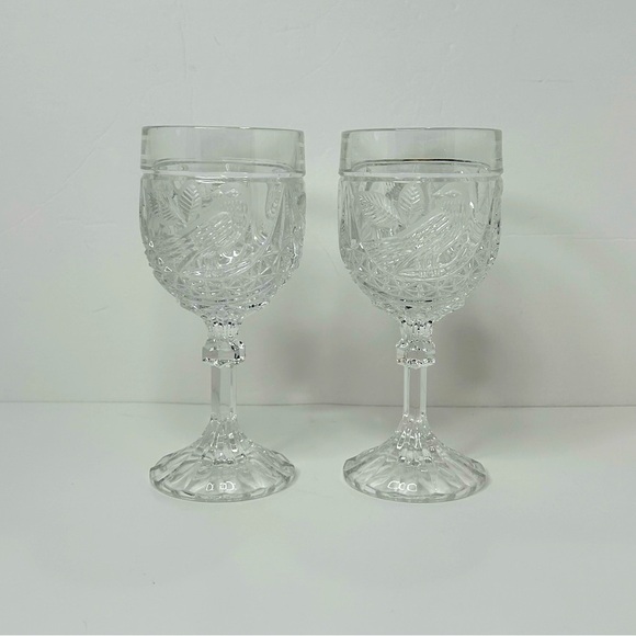 VINTAGE HOFBAUER Set of 2 Large goblets Byrdes collection 24% lead crystal - Picture 13 of 15